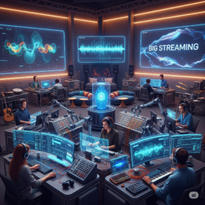 An Ai generated image of a Big Streaming AI Musical Generation Lab